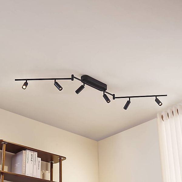 Lindby LED-Deckenleuchte Eldrin, 6-flammig, Spots, schwarz günstig online kaufen