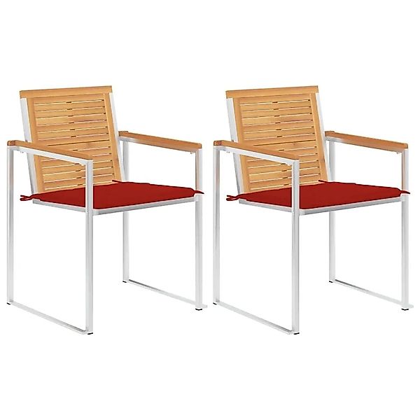 vidaXL Gartenstühle mit Kissen 2 Stk Massivholz Teak und Stahl 3061521 günstig online kaufen