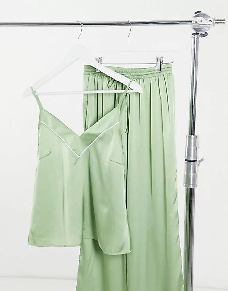 ASOS DESIGN – Mix-&-Match – Pyjama-Camisole aus Satin in Salbei-Grün günstig online kaufen