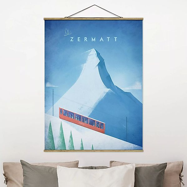 Stoffbild mit Posterleisten - Hochformat Reiseposter - Zermatt günstig online kaufen