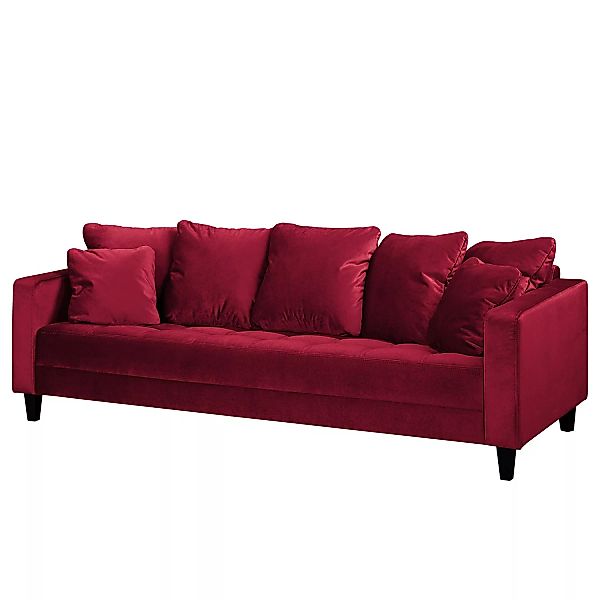 home24 Red Living Sofa Elnora 3-Sitzer Rot Samt 228x85x90 cm günstig online kaufen