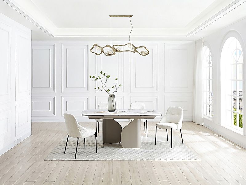 Esstisch ausziehbar 6-10 Personen - Keramik, Sicherheitsglas & Metall Taupe günstig online kaufen