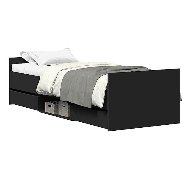 vidaXL Bett Bettgestell mit Kopf- und Fußteil Schwarz 75x190 cm günstig online kaufen