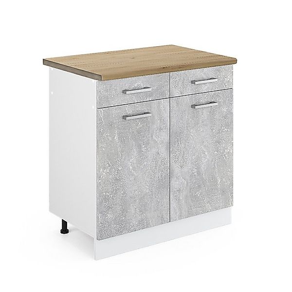Vicco Küchenunterschrank R-Line Schubladenschrank für die Küche Beton 80 cm günstig online kaufen
