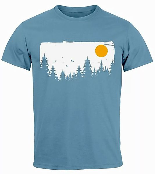 Neverless Print-Shirt Herren T-Shirt Wald Bäume Outdoor Adventure Abenteuer günstig online kaufen