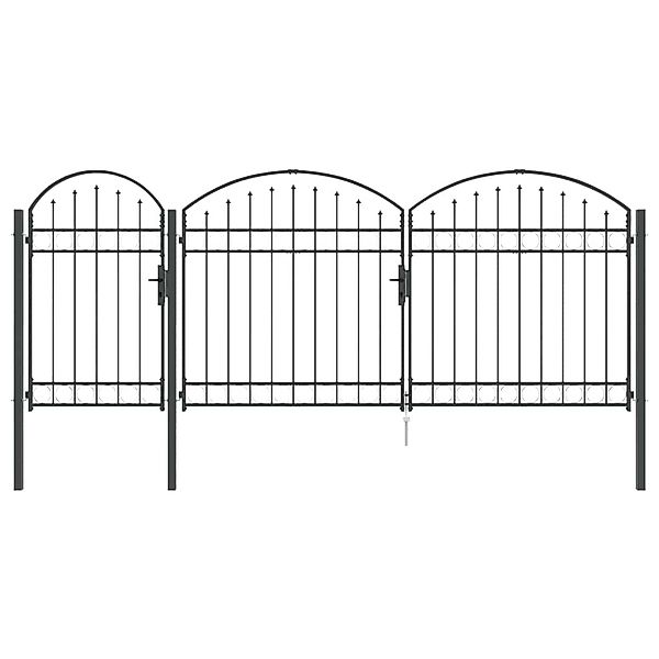 vidaXL Gartentor mit Gewölbtem Oberteil Grau 400 x 100 cm Stahl 42008955 günstig online kaufen