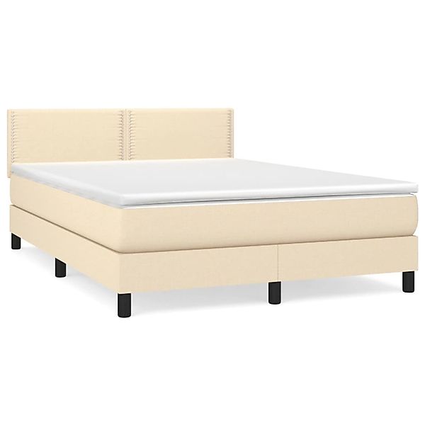 vidaXL Boxspringbett Boxspringbett mit Matratze Creme 140x200 cm Stoff Bett günstig online kaufen