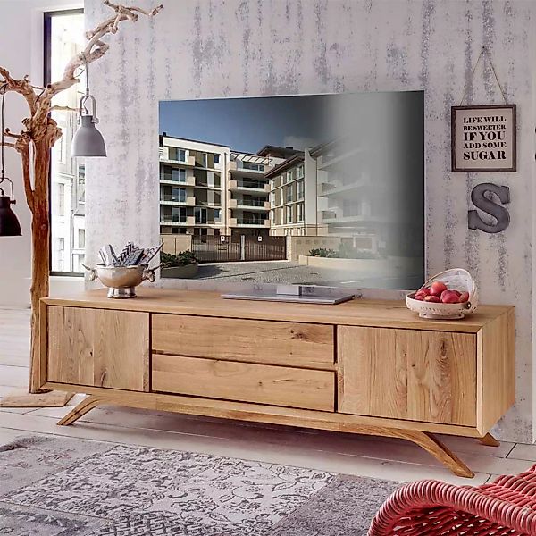 Fernsehmöbel Vollholz aus Wildeiche Massivholz 180 cm breit günstig online kaufen