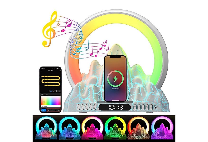 Jibenhome LED Nachtlicht AtmosphäRenlampe mit Kabellosem Ladegerät, RGB LED günstig online kaufen