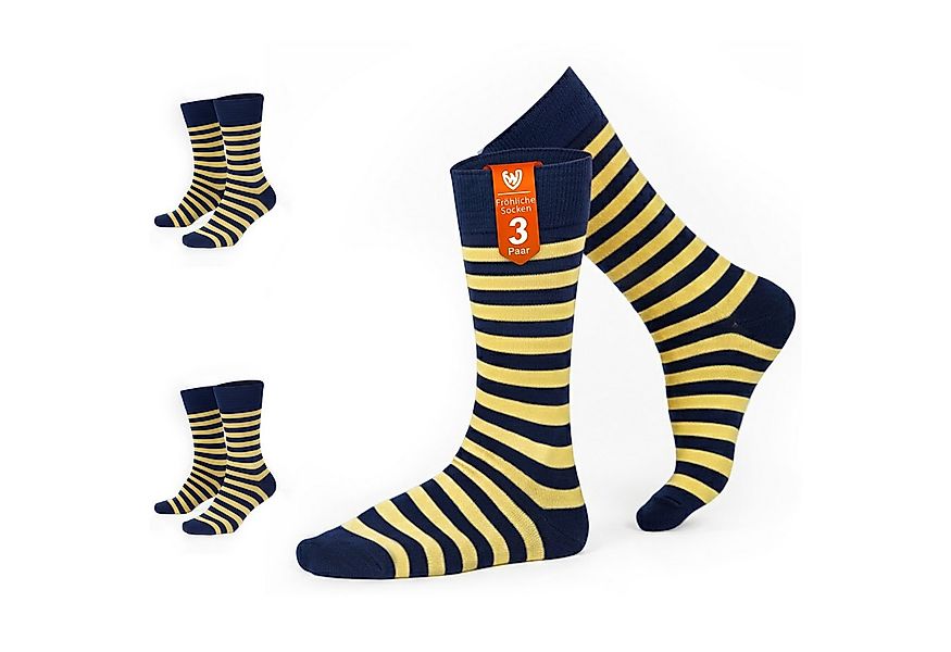 OMKA Socken Happy Socken 3er Pack (3er-Pack) Happy Socks gestreifte Baumwol günstig online kaufen