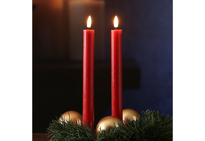 Deluxe Homeart LED-Kerze LED Stabkerzen Mia Tafelkerzen Echtwachs flackernd günstig online kaufen