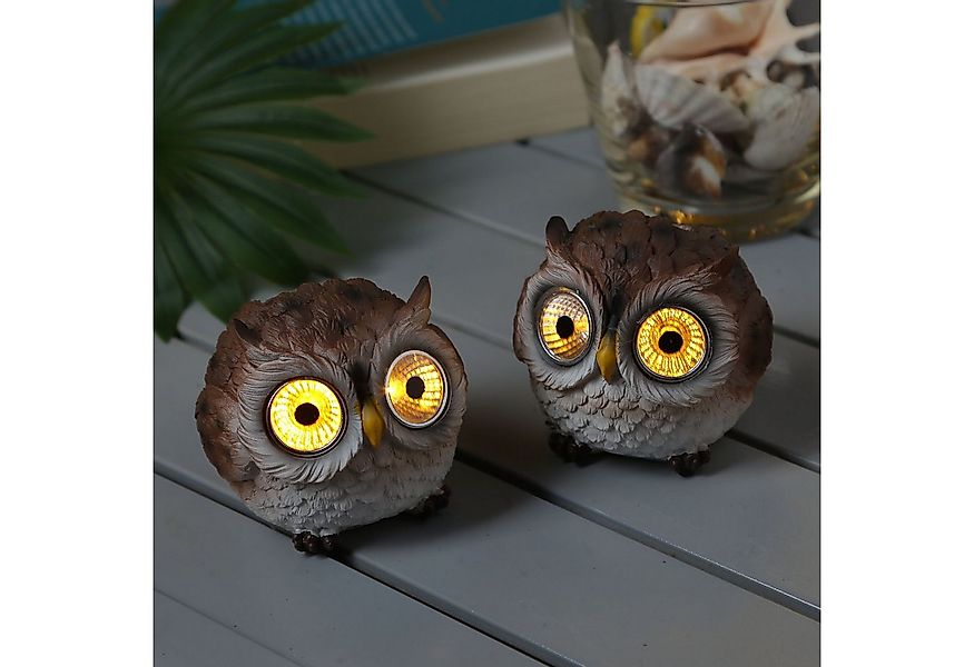 MARELIDA LED Dekofigur LED Solar Eulen Gartenfigur Solarleuchte Garten Balk günstig online kaufen