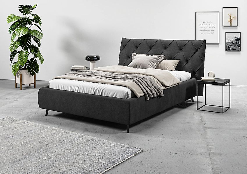 Leonique Polsterbett "Elloree, in 4 Breiten bis 200cm, auch in Leder" Kopft günstig online kaufen