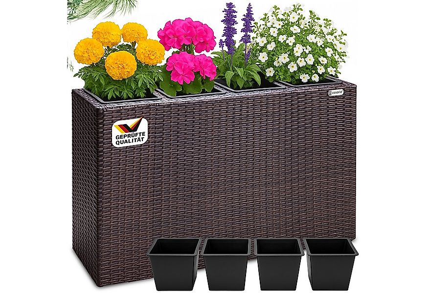 Casaria Pflanzkübel, 4 Innentöpfe Herausnehmbar Polyrattan 95x27x60cm Blume günstig online kaufen