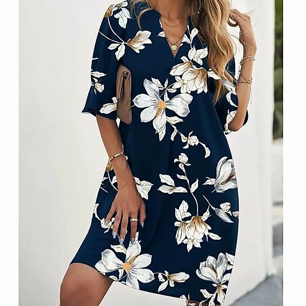 AFAZ New Trading UG Sommerkleid Frauen V-Ausschnitt Halbarm Hemdkleid Elega günstig online kaufen