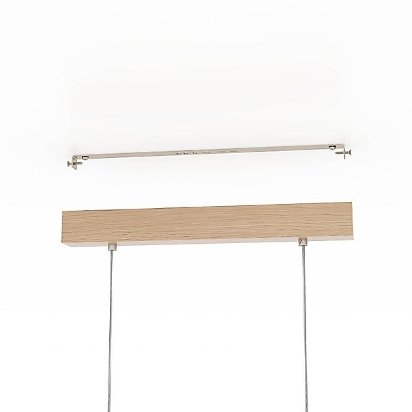 Hängelampe Castralvo, Länge 115 cm, holz/weiß, 5-flg., Stoff günstig online kaufen