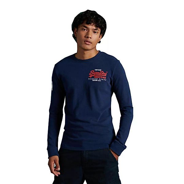 Superdry Vintage Logo Duo Langarm-t-shirt S Midnight Blue Grit günstig online kaufen