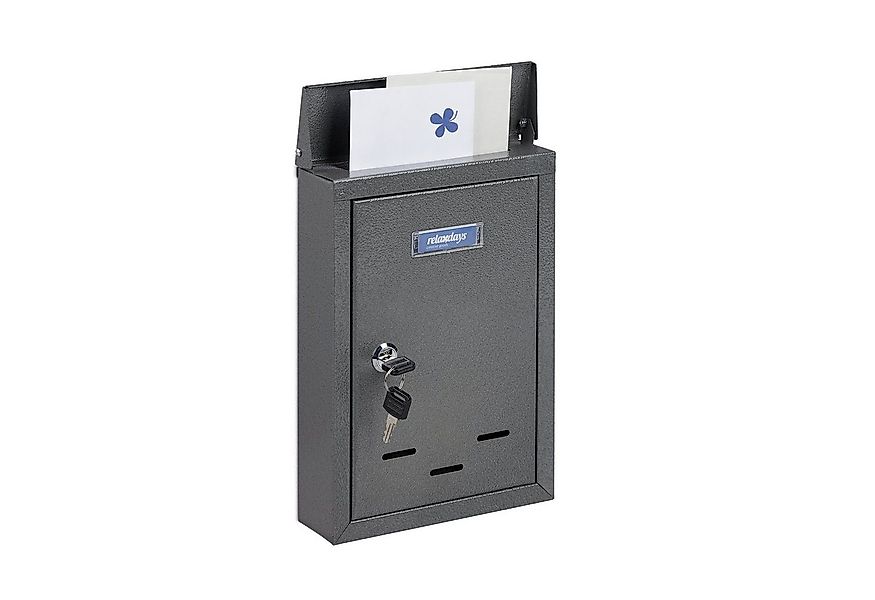 relaxdays Briefkasten mit Namensschild, grau günstig online kaufen