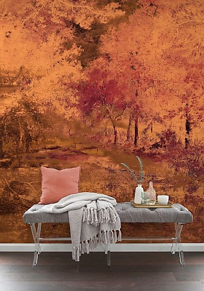 Sanders & Sanders Fototapete Herbst Dunkelorange 200 x 280 cm 611977 günstig online kaufen