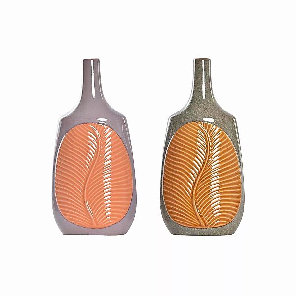 Vase Dkd Home Decor Braun Orange Steingut Pflanzenblatt (2 Stück) (18 X 18 günstig online kaufen