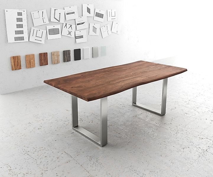DELIFE Esstisch Edge, Akazie Braun 200x100 günstig online kaufen