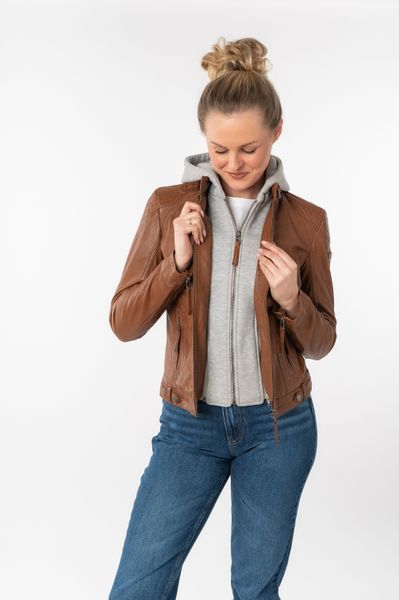 Mauritius Lederjacke "Junja" mit Kapuze mit abnehmbarem Kapuzen-Einsatz und günstig online kaufen