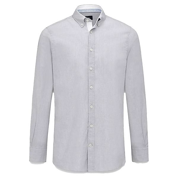 Hackett Grey Melange Royal Oxford Langarm Hemd 2XL Grey günstig online kaufen
