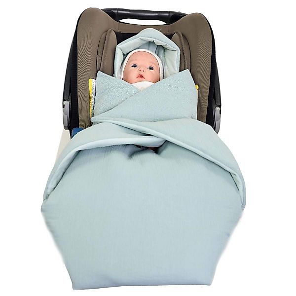 Babydecke Einschlagdecke Musselin graublau/pastellgrün, HOBEA-Germany, 3- günstig online kaufen