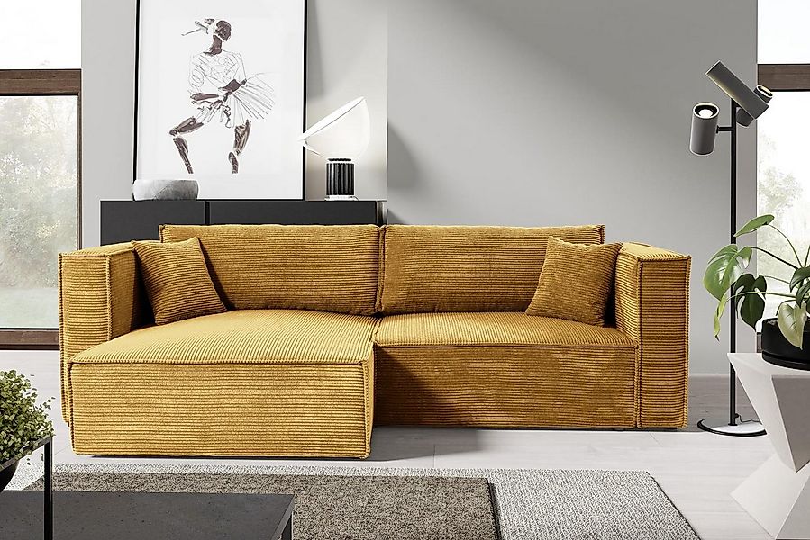 Compleo Ecksofa mit Schlaffunktion, Cordstoff, L-Form, Bequem CAMO günstig online kaufen