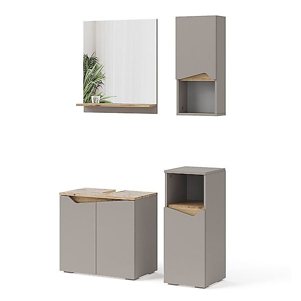 Vicco Badmöbel-Set Marelle, Greige/Artisan-Eiche, 4 Teile, günstig online kaufen