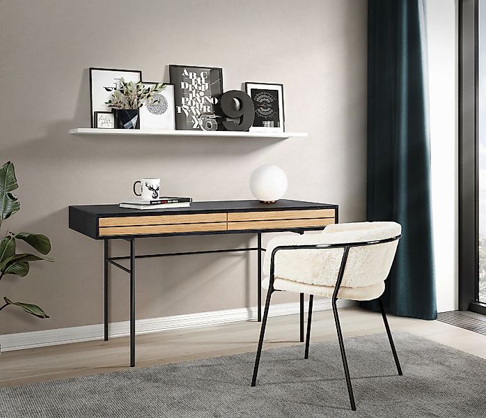 Woodman Schreibtisch "Stripe", Kombination von Metall & Holz, Breite 130 cm günstig online kaufen