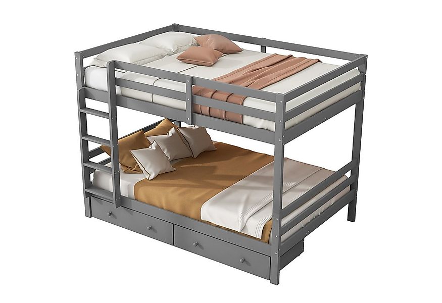 Flieks Etagenbett, Massivholz Kinderbett Doppelbett 140x200cm mit 2 Schubla günstig online kaufen