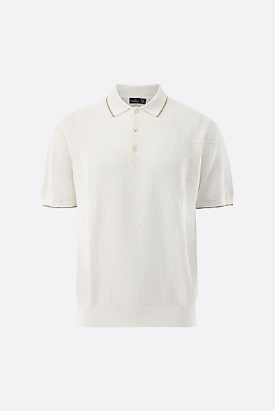 Strick Poloshirt mt Kaschmir und Jacquard Struktur günstig online kaufen