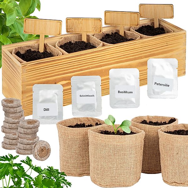 ONVAYA Anzuchttopf Kräuter Anzuchtset mit Holzkiste, günstig online kaufen
