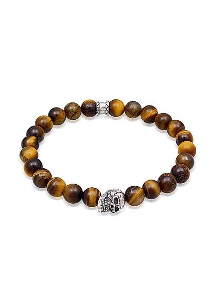 Kuzzoi Armband Tigerauge Totenkopf Bead Steinarmband 925 Silber günstig online kaufen