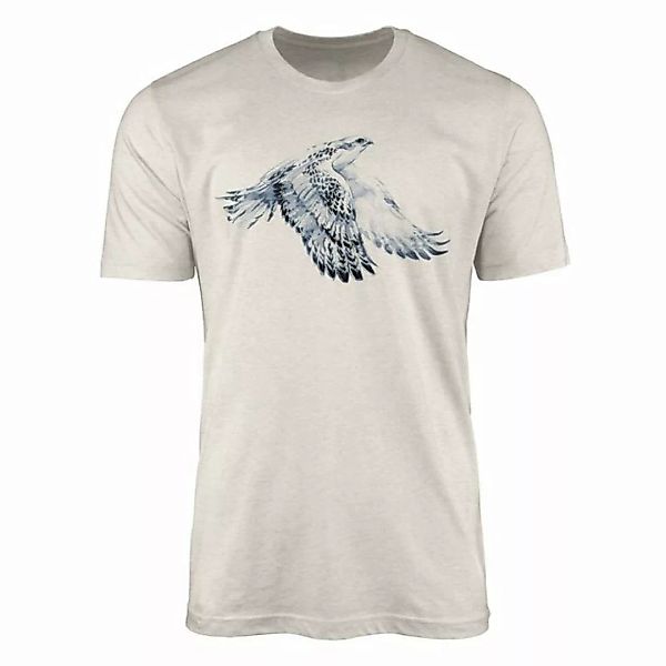 Sinus Art T-Shirt Herren Shirt Organic T-Shirt Aquarell Motiv Falke Bio-Bau günstig online kaufen