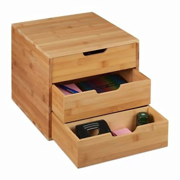 relaxdays Schreibtisch Organizer 3 Schubladen natur günstig online kaufen