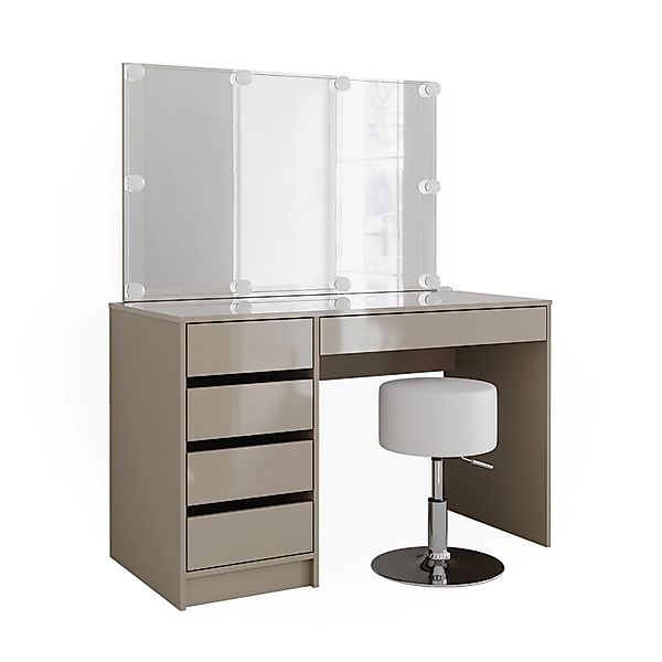 Vicco Schminktisch Sherry Greige 120 cm mit LED Beleuchtung und Hocker günstig online kaufen