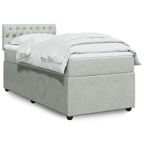 vidaXL Boxspringbett, Boxspringbett mit Matratze Hellgrau 100x200 cm Samt günstig online kaufen