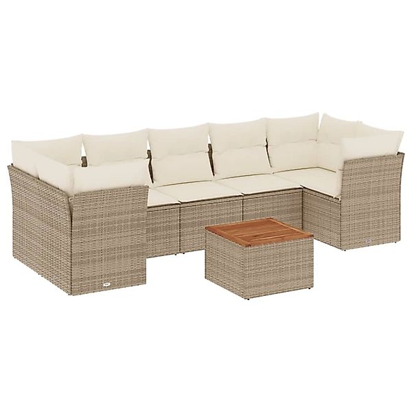 vidaXL 8-Tlg Garten-Sofagarnitur mit Kissen Beige Poly Rattan 3255841 günstig online kaufen