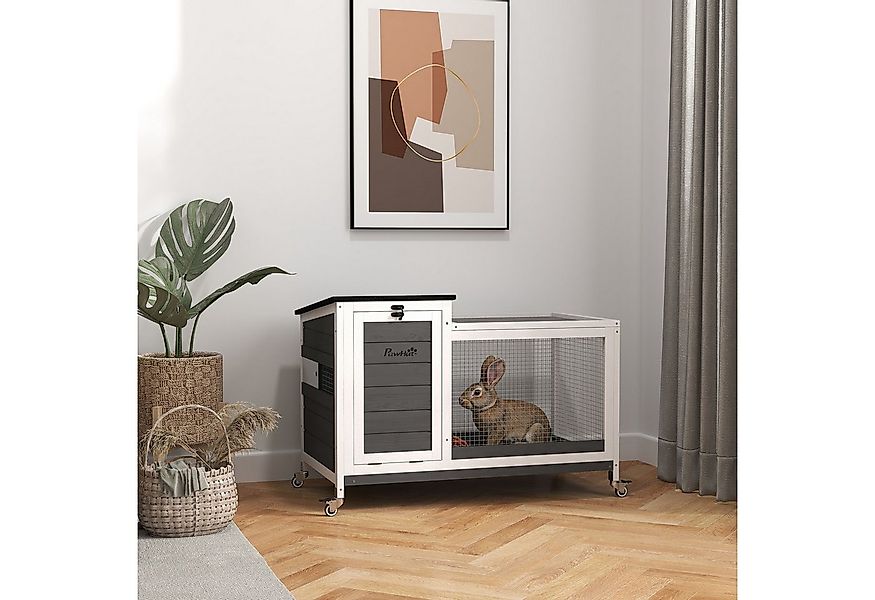 PawHut Kleintierstall mit Freilaufgehege, Rädern, Klappdach, ausziehbarem T günstig online kaufen