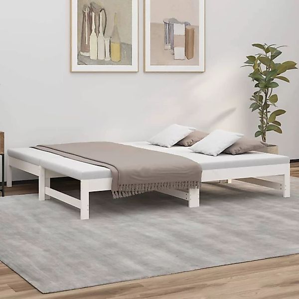 Vidaxl Tagesbett Ausziehbar Weiß 2x(90x190) Cm Massivholz Kiefer günstig online kaufen