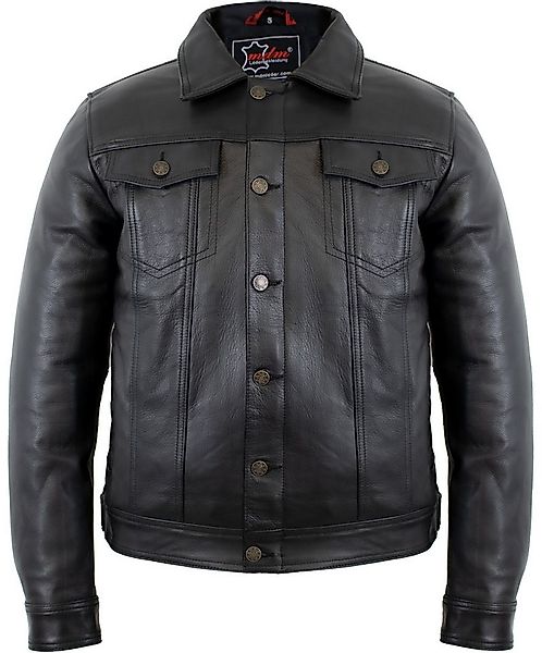 MDM Lederjacke Herren Echtleder Jacke im Jeans Stil aus Rindsleder in schwa günstig online kaufen