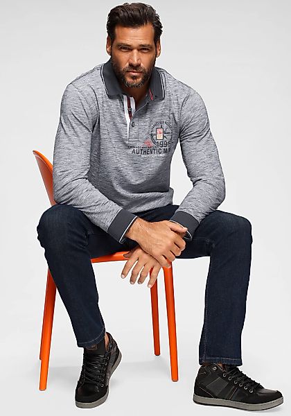 Man's World Langarm-Poloshirt Langarm, melierte Optik, günstig online kaufen