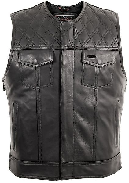 MDM Lederweste Custom Biker Lederweste Diamond gesteppte Schulter Mit Reißv günstig online kaufen