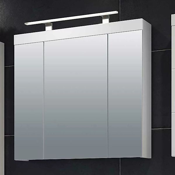 Weißer Bad Spiegelschrank optionale Aufsatzleuchte 80 cm breit günstig online kaufen