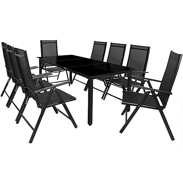 Gartensitzgruppe Bern 9-tlg 8 Personen Anthrazit Alu Schwarz Glas günstig online kaufen