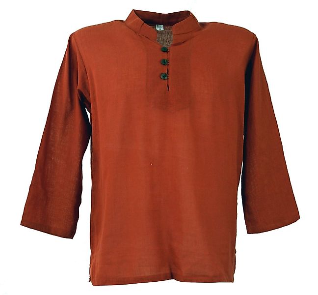 Guru-Shop Hemd & Shirt Yoga Hemd, Goa Hemd mit Knopfleiste - rost Ethno Sty günstig online kaufen