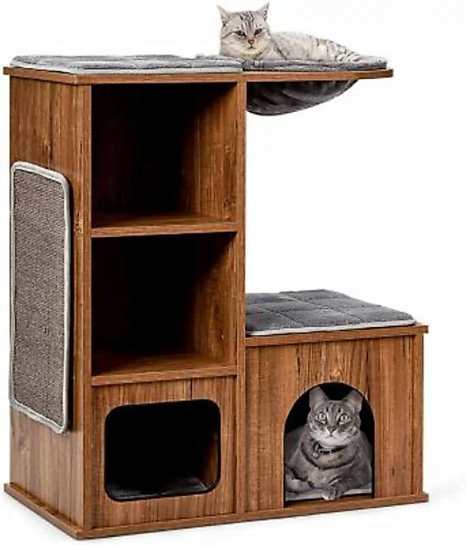 COSTWAY® Katzenbaum Katzenhöhle mit Matten braun günstig online kaufen