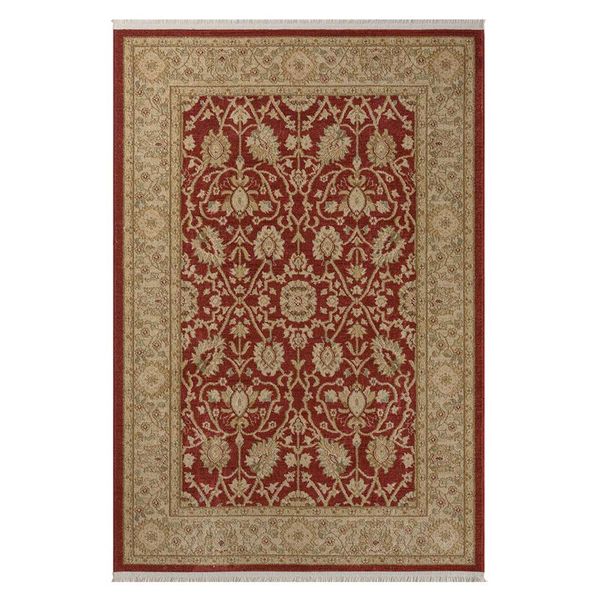 Dunkelroter Kurzflor Teppich im orientalischen Stil mit floralem Muster günstig online kaufen